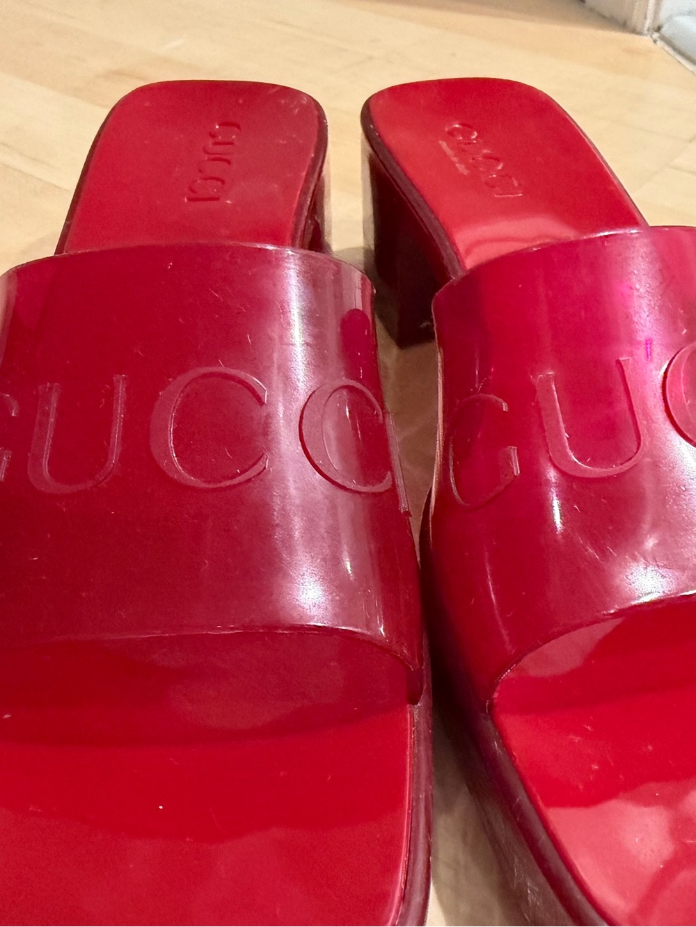Gucci red Jelly Slide Sandals - Picture 8 of 9
